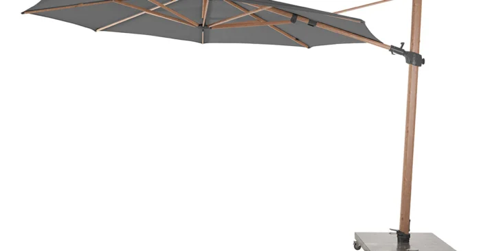 4 Seasons Outdoor | Siesta Premium Parasol Ø350 cm| Antraciet-Houtlook