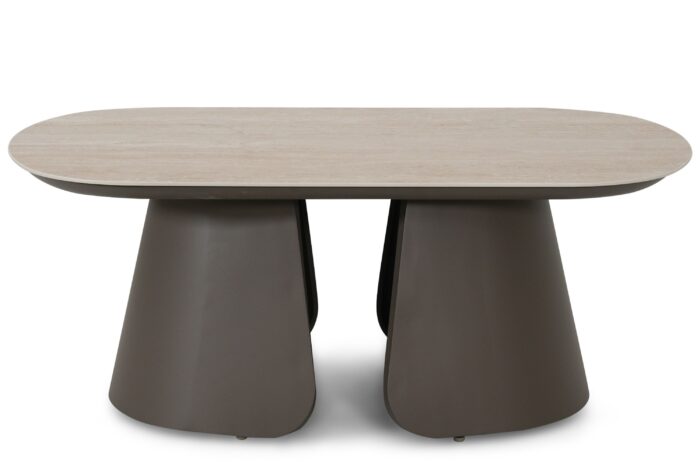 Santika Furniture Miyoura lounge tuintafel ovaal – Taupe-naturel-bruin