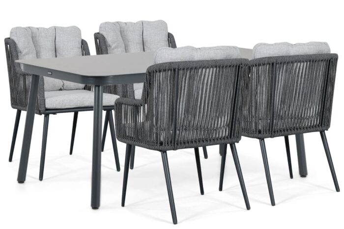 Lifestyle Garden Furniture Tivoli/Tavano 160×90 cm dining tuinset 5-delig – Grijs-antraciet