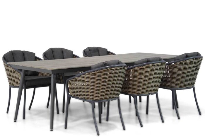 Santika Furniture Tika/Matale 240 cm dining tuinset 7-delig – Grijs-antraciet