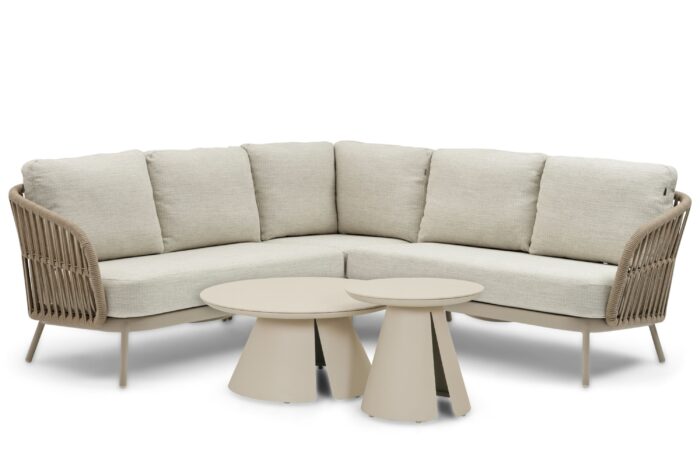 Coco Elara/Cayora 50/80 cm hoek loungeset 5-delig – Taupe-naturel-bruin