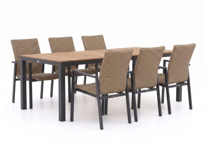 Manifesto Furniture + 10% kassakorting | Manifesto Villongo/Fidenza 220cm dining tuinset 7-delig stapelbaar