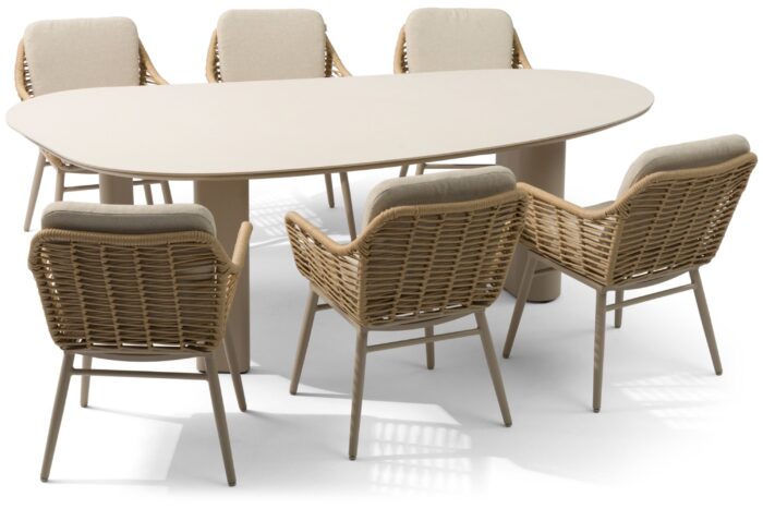 Coco Antoni/Weave 240 cm dining tuinset 7-delig – Taupe-naturel-bruin