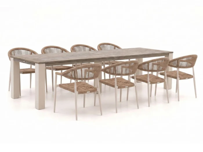 Manifesto Furniture Belpasso/ROUGH-X 320cm dining tuinset 9-delig stapelbaar - Bruin