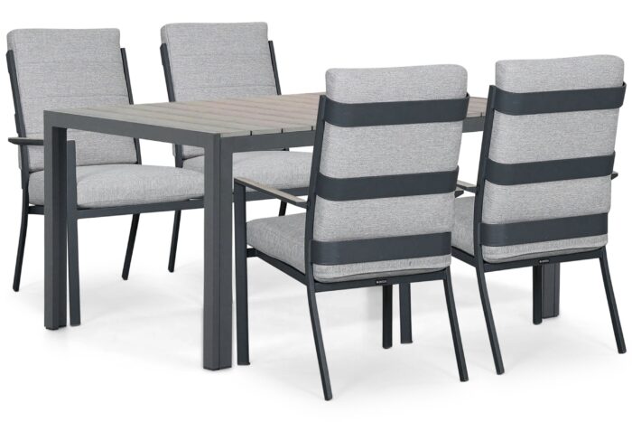 Lifestyle Garden Furniture Lecce/Young 155×92 cm dining tuinset 5-delig – Grijs-antraciet