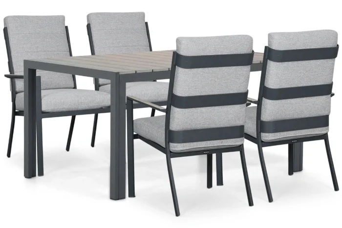 Lifestyle Garden Furniture Lecce/Young 155x92 cm dining tuinset 5-delig - Grijs-antraciet