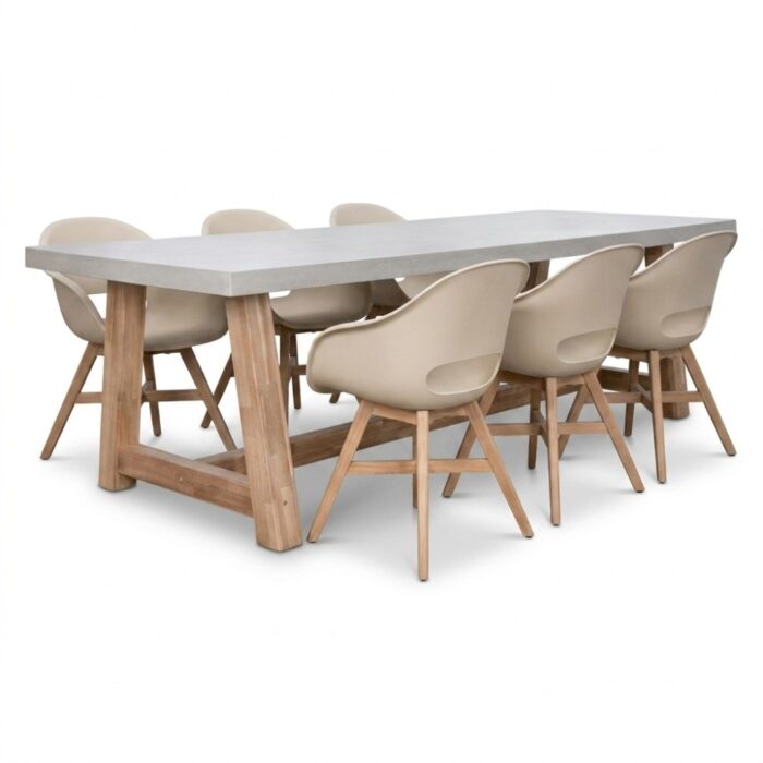 BUITEN living Veltis/Karlstad beige dining tuinset | 6 personen | polystone + kunststof | 250cm