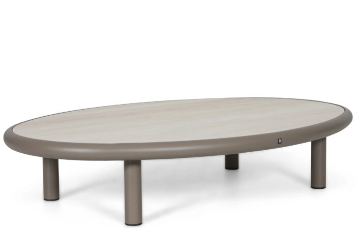 Santika Furniture Wave lounge tafel met ceramic tafelblad – Taupe-naturel-bruin