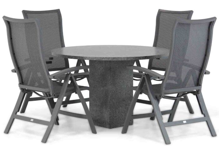 Presto Lucardo/Graniet 120 cm rond dining tuinset 5-delig – Grijs-antraciet
