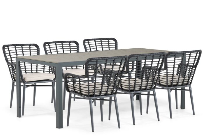 De Laan Projects Laan Toledo/Solare 200 cm dining tuinset 7-delig – Zwart