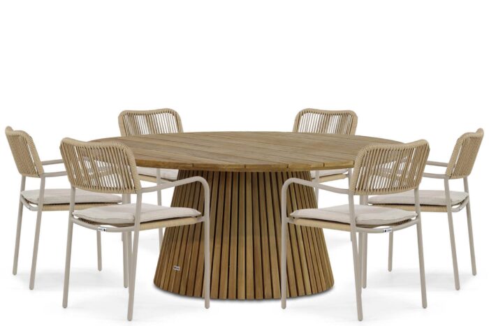Coco Penya/Fungo 180 cm dining tuinset 7-delig – Taupe-naturel-bruin