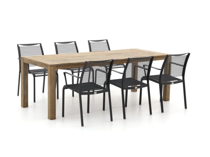 Apple Bee Hawaii/ROUGH-S 220cm dining tuinset 7-delig stapelbaar Laagste prijsgarantie! – Grijs