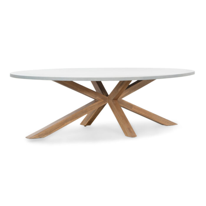BUITEN living Livorno dining tuintafel 8 personen | polystone + hardhout | betonlook | 280cm – Light Teak, Betonlook