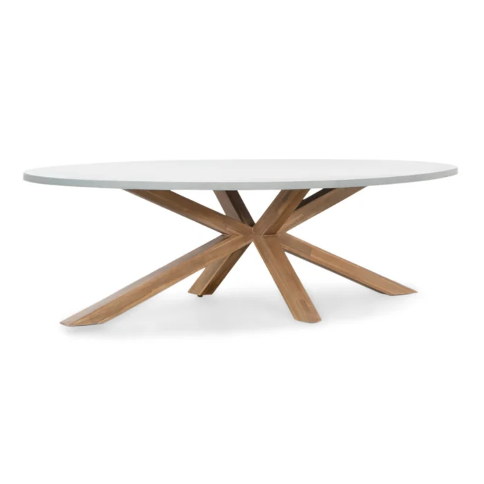 BUITEN living Livorno dining tuintafel 8 personen | polystone + hardhout | betonlook | 280cm - Light Teak, Betonlook