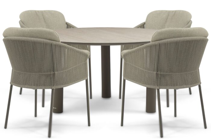 4 Seasons Outdoor Florence/Trino 140 cm dining tuinset 5-delig – Taupe-naturel-bruin