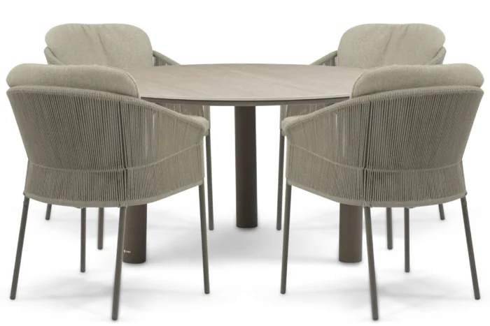 4 Seasons Outdoor Florence/Trino 140 cm dining tuinset 5-delig - Taupe-naturel-bruin