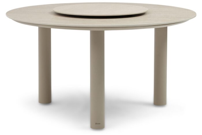 Coco Trino dining tuintafel 140 cm met lazy susan – Zand/Beige