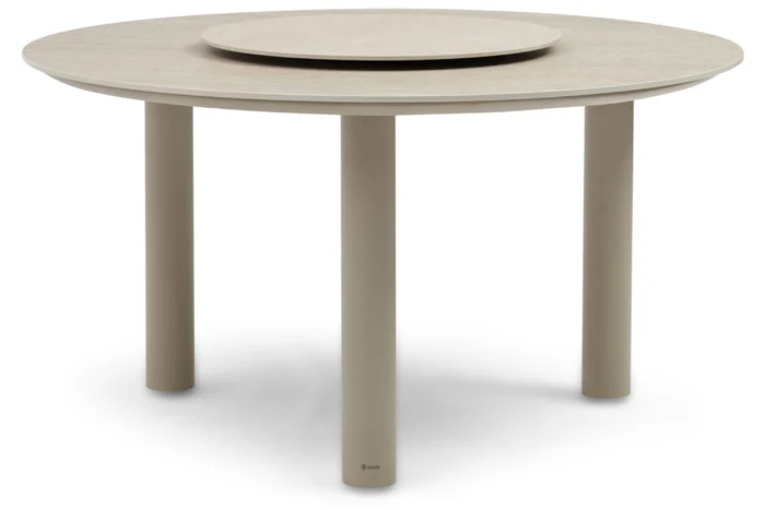 Coco Trino dining tuintafel 140 cm met lazy susan - Zand/Beige