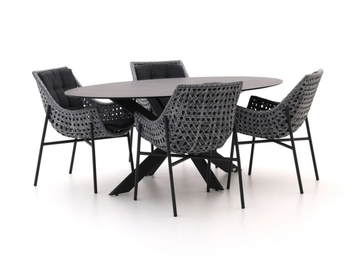 Manifesto Furniture Manifesto Novara/Furato ellips 200cm dining tuinset 5-delig Laagste prijsgarantie! – Grijs
