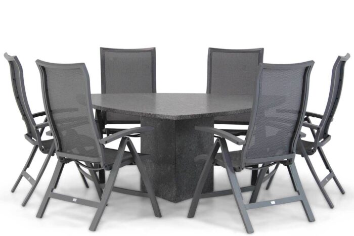 Presto Lucardo/Graniet 170 cm triangel dining tuinset 7-delig – Grijs-antraciet