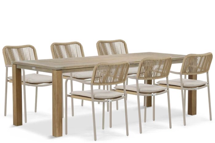 Coco Penya/Bristol 220 cm dining tuinset 7-delig – Taupe-naturel-bruin