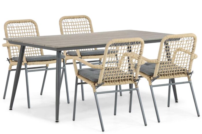 De Laan Projects Laan Catalone/Matale 180 cm dining tuinset 5-delig – Taupe-naturel-bruin