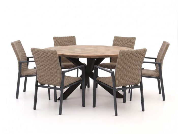 Manifesto Furniture Villongo/ROUGH-Y ø150cm dining tuinset 7-delig stapelbaar