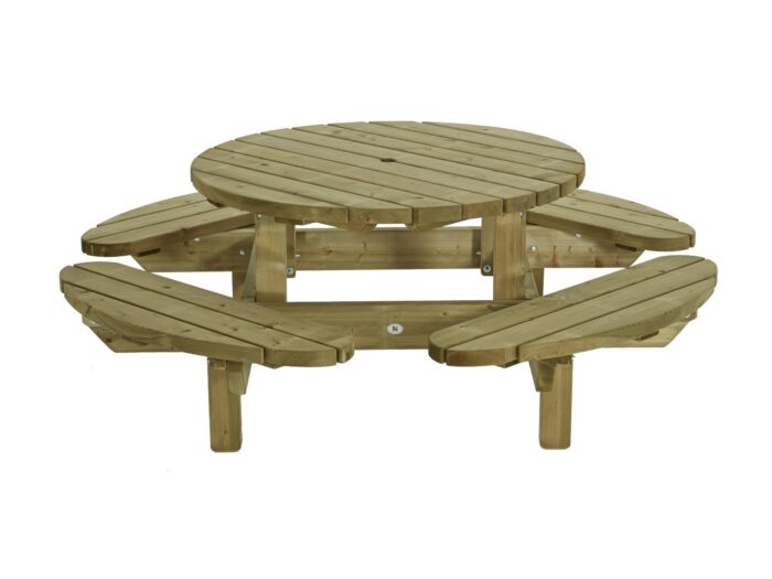 Talen buitenmeubelen Picknicktafel rond dia. 210 cm – groen