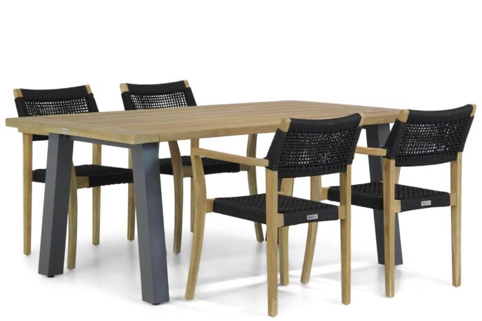 Lifestyle Garden Furniture Dallas/Glasgow 180 cm dining tuinset 5-delig – Zwart