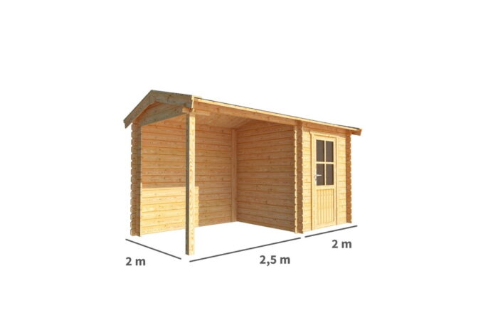 Warentuin collection Blokhut, tuinhuisje met overkapping Fenna-Alicia 450 cm bij 200 cm diep zadeldak 3 – bruin