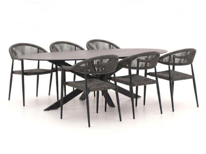 Manifesto Furniture Belpasso/Furato ellips 200cm dining tuinset 7-delig stapelbaar