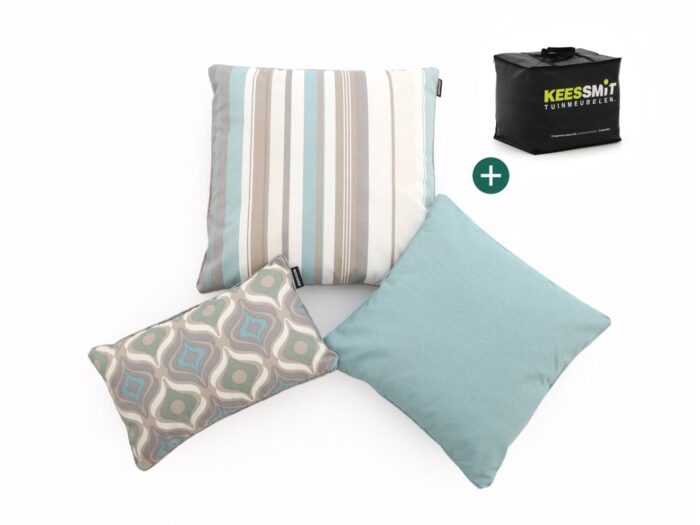 Kees Smit Collectie Sierkussen set Retro Waves Blue Laagste prijsgarantie! – Grijs