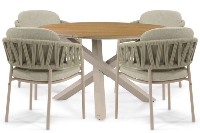 4 Seasons Outdoor Calma/Ancona 125 cm dining tuinset 5-delig – Zand/Beige