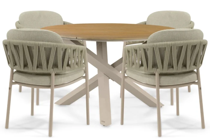 4 Seasons Outdoor Calma/Ancona 125 cm dining tuinset 5-delig - Zand/Beige