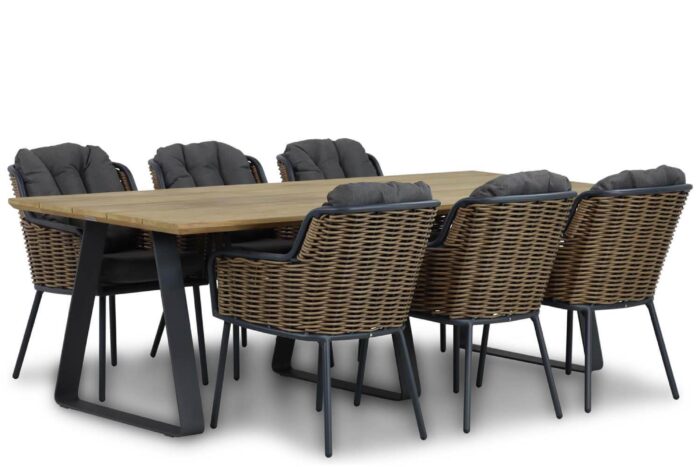 Lifestyle Garden Furniture Santika Fasano/Palta 240 cm dining tuinset 7-delig – Grijs-antraciet