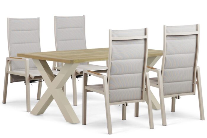 Lifestyle Garden Furniture Essence/Cardiff 180x100 cm dining tuinset 5-delig - Taupe-naturel-bruin