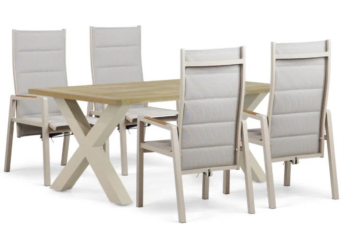 Lifestyle Garden Furniture Essence/Cardiff 180x100 cm dining tuinset 5-delig - Taupe-naturel-bruin