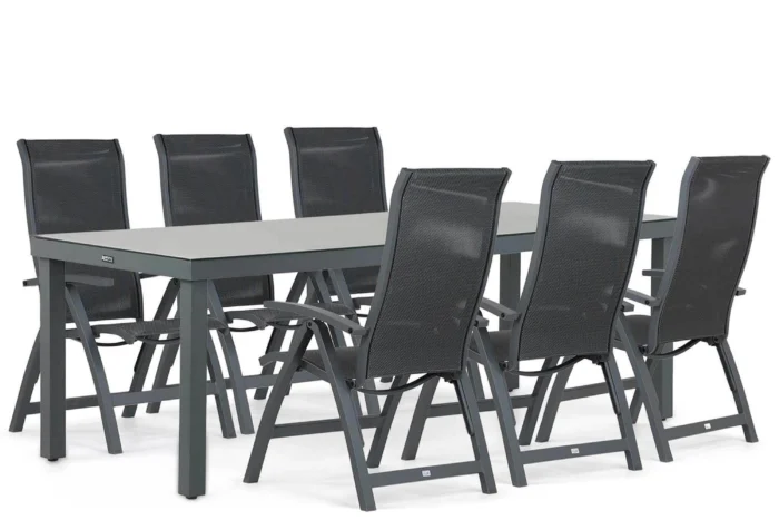 Presto Lucardo/Porto 220 cm dining tuinset 7-delig - Grijs-antraciet