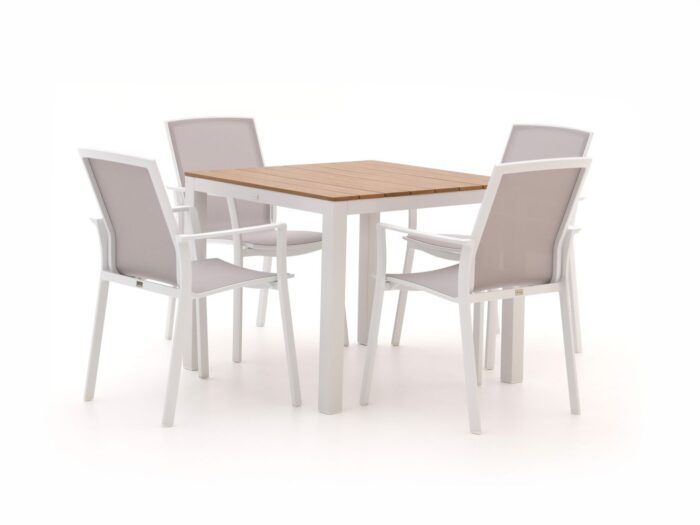 Bellagio tuinmeubelen Bellagio Dranera/Fidenza 90cm dining tuinset 5-delig stapelbaar Laagste prijsgarantie! – Grijs
