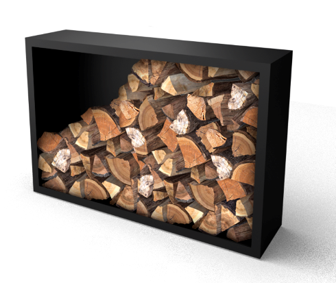 Geroba Beltza zwarte Houtopslag met achterwand 1500 x 385 x 1000 mm – zwart