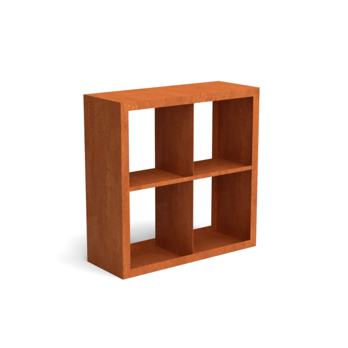 Geroba Egura cortenstaal houtopslag onderverdeling 4 vakken 1000x385x1000 mm – bruin