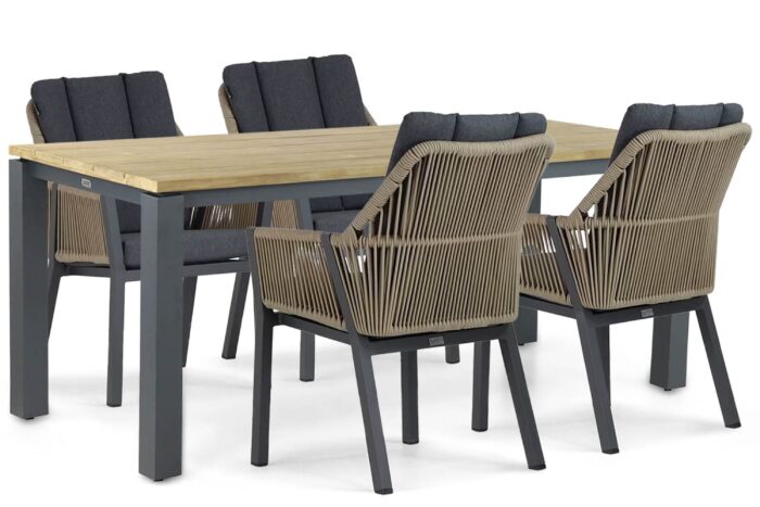 Lifestyle Garden Furniture Verona/Riviera 180 cm dining tuinset 5-delig – Taupe-naturel-bruin
