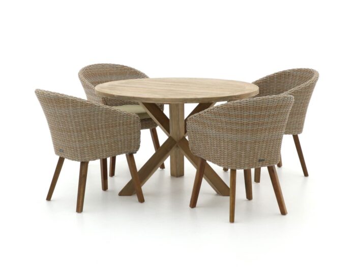Intenso Furniture Intenso Tropea/ROUGH-Y ø 120cm dining tuinset 5-delig Laagste prijsgarantie! – Bruin