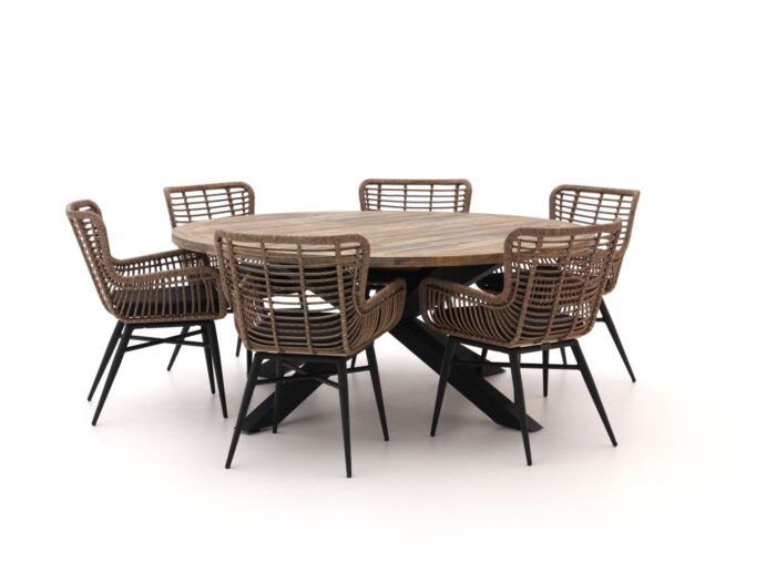 Intenso Furniture Asti/Rough-Y Ø180cm dining tuinset 7-delig – Grijs