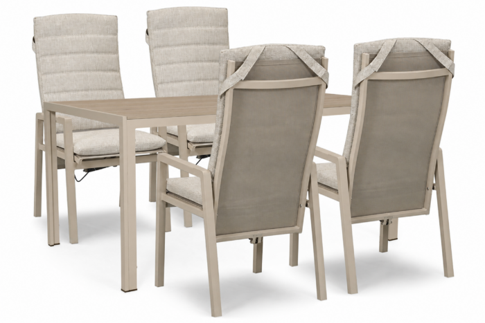 Lifestyle Garden Furniture Vivaro/Creta 160×90 cm dining tuinset 5-delig – Zand/Beige