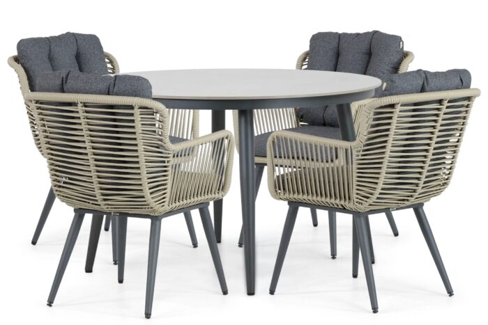 Coco Custa/Vienna 120 cm dining tuinset 5-delig – Taupe-naturel-bruin