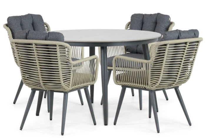 Coco Custa/Vienna 120 cm dining tuinset 5-delig - Taupe-naturel-bruin