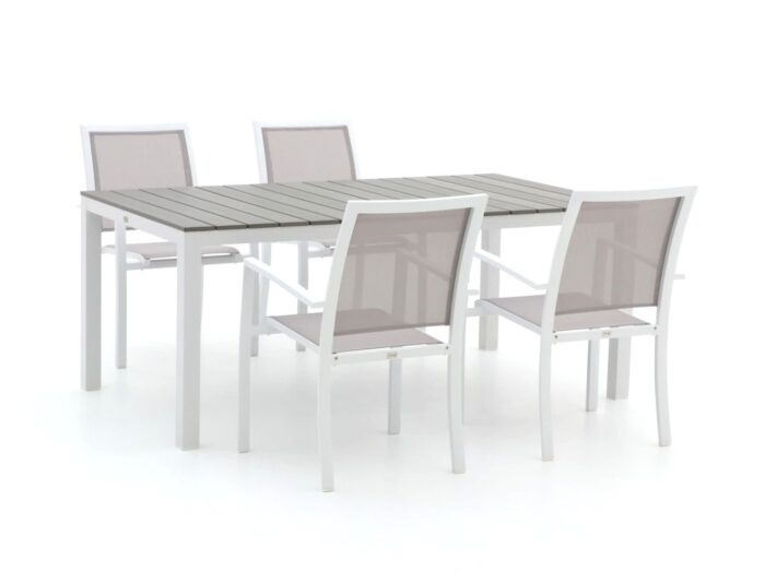 Bellagio tuinmeubelen Bellagio Anzio/Fidenza 183cm dining tuinset 5-delig stapelbaar Laagste prijsgarantie! – Wit