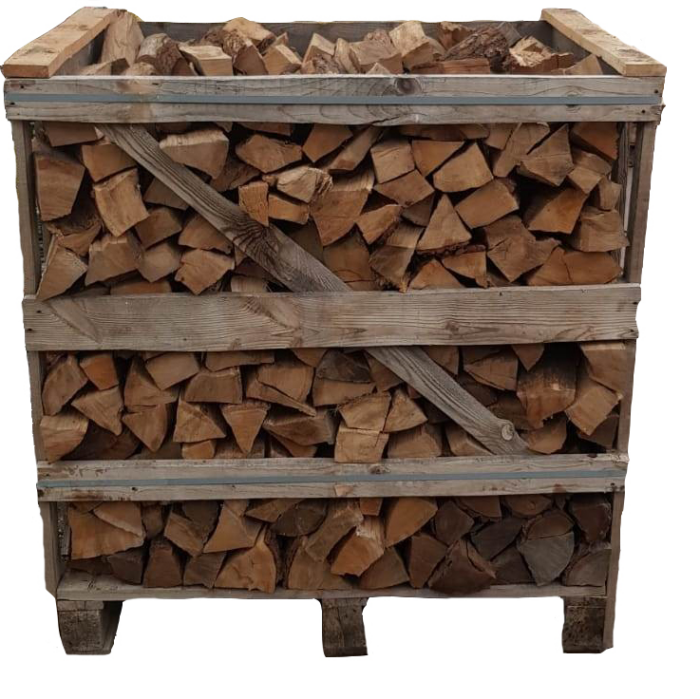 Warentuin mix Gedroogd Openhaard Eikenhout haardhout pallet, losgestort 1.4 kuub, gestapeld 1.0 kuub Brandhout – hout