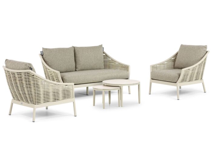 Apple Bee Milou/Ibiza 50/70 cm stoel-bank loungeset 5-delig – Taupe-naturel-bruin